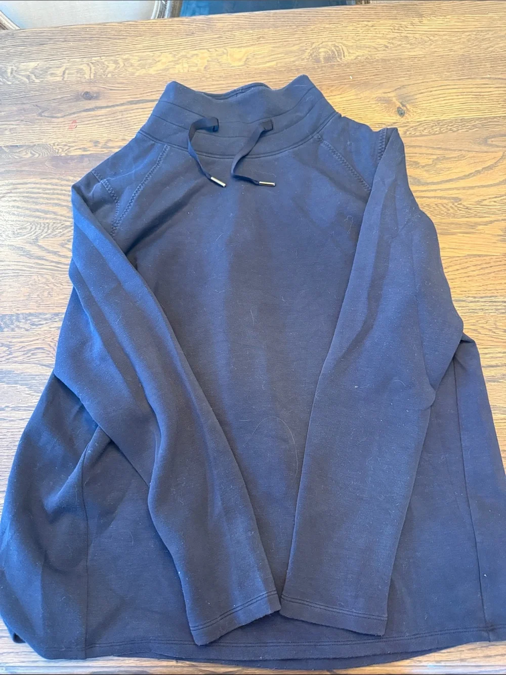 SPANX Women’s Navy Funnel Neck Drawstring Sweater